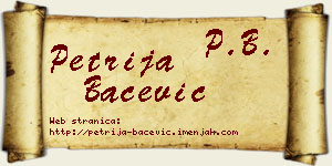Petrija Bačević vizit kartica